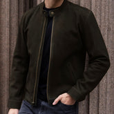 Racer Jacket | Dark Olive Suede