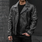 S Motorcycle Jacket | Distressed Black