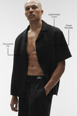 Linen Days Short Sleeve Button Up - Black