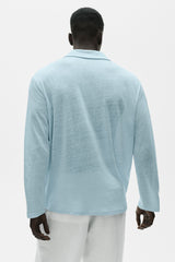 Linen Jersey Coastal Long Sleeve Pullover - Seaside Blue