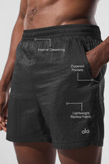 5" Game Time Ripstop 2-In-1 Short - Black/Black