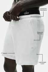 7" Linen Jersey Coastal Short - White