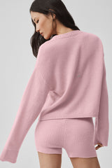 Wool Cashmere New Class Tie Cardigan - Vintage Pink