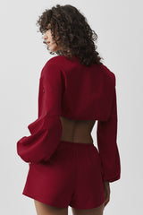 Cotton Cropped Real Deal Long Sleeve - Summer Romance Red
