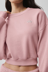 Cropped Accolade Crewneck - Vintage Pink