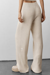 Sweater Knit Mid-Rise Unwind Wide Leg Pant - Oatmeal Heather