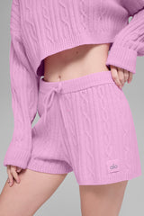 Cable Knit Winter Bliss Short - Candy Heart Pink
