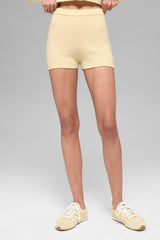 Wool Cashmere Ribbed Noble Short - Candlelight Yellow