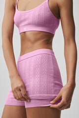 Pointelle Sweater Be Mine Hot Short - Candy Heart Pink