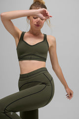 Airbrush Heart Throb Bra - Green Olive/Black