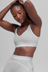 Alosoft Heart Throb Bra - Athletic Heather Grey/White