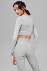 Alosoft Intuition Long Sleeve Bra - Athletic Heather Grey
