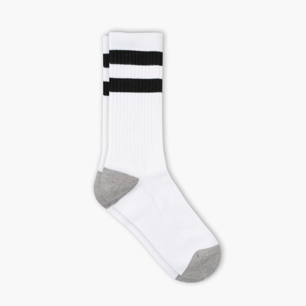 Men's Cotton Crew Sock | White x Black Stripe