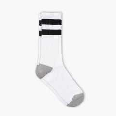 Men's Cotton Crew Sock | White x Black Stripe