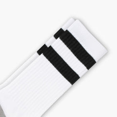 Men's Cotton Crew Sock | White x Black Stripe