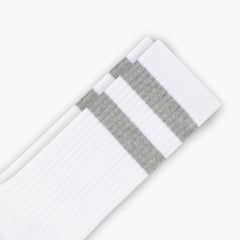 Men's Cotton Crew Sock | White x Grey Stripe