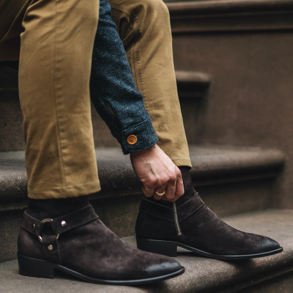 S Harness | Dark Brown Suede