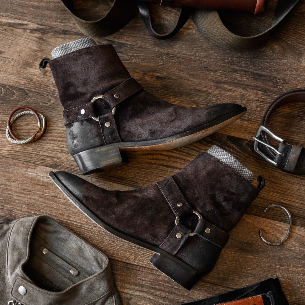 S Harness | Dark Brown Suede