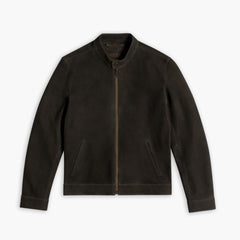 Racer Jacket | Dark Olive Suede