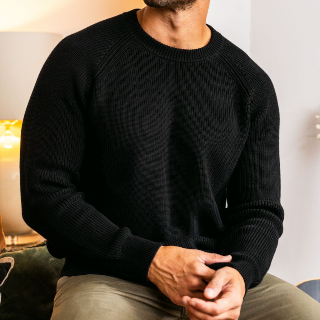 Ribbed Crewneck Sweater | Black