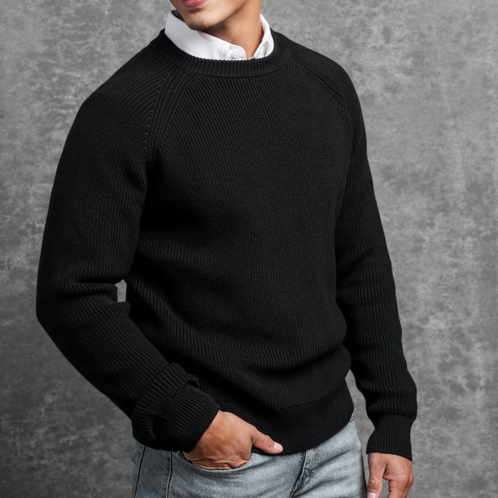 Ribbed Crewneck Sweater | Black