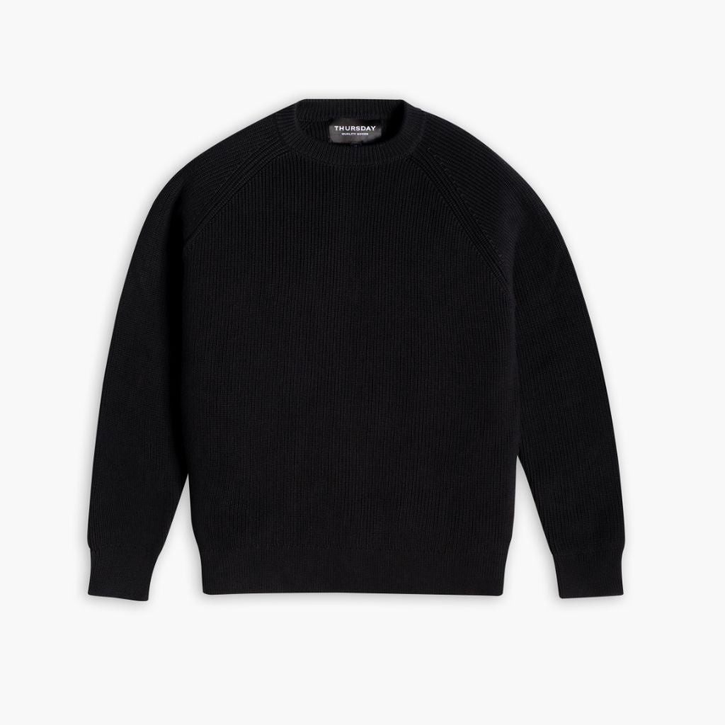 Ribbed Crewneck Sweater | Black