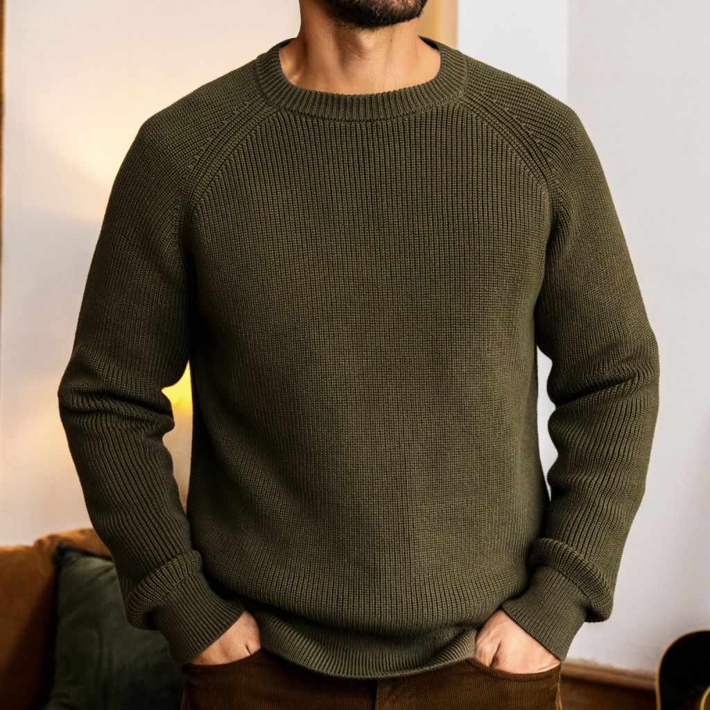 Ribbed Crewneck Sweater | Olive