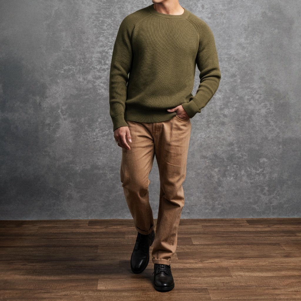 Ribbed Crewneck Sweater | Olive