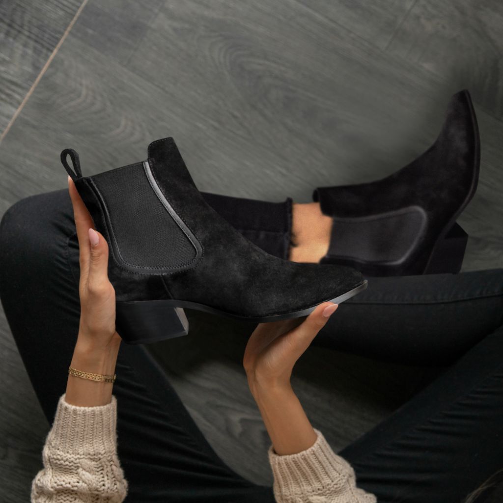 S Duchess Bootie | Black Suede
