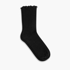 Women's Ruffle Rib Quarter Sock | Black
