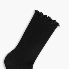 Women's Ruffle Rib Quarter Sock | Black