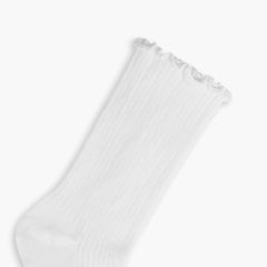 Women's Ruffle Rib Quarter Sock | White