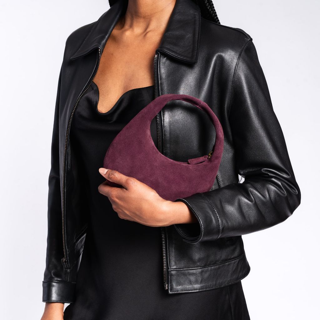 Mini Crescent | Burgundy Suede
