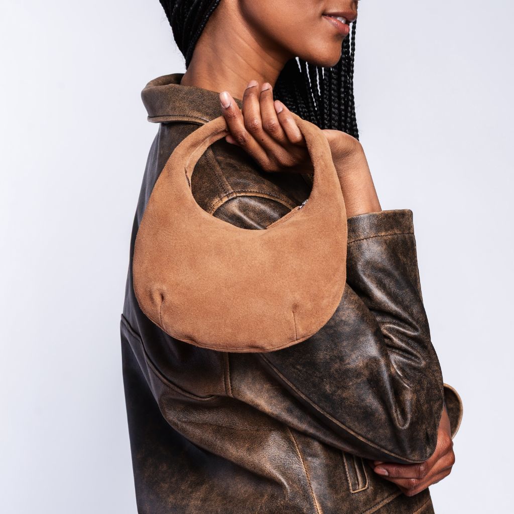 Mini Crescent | Tan Suede