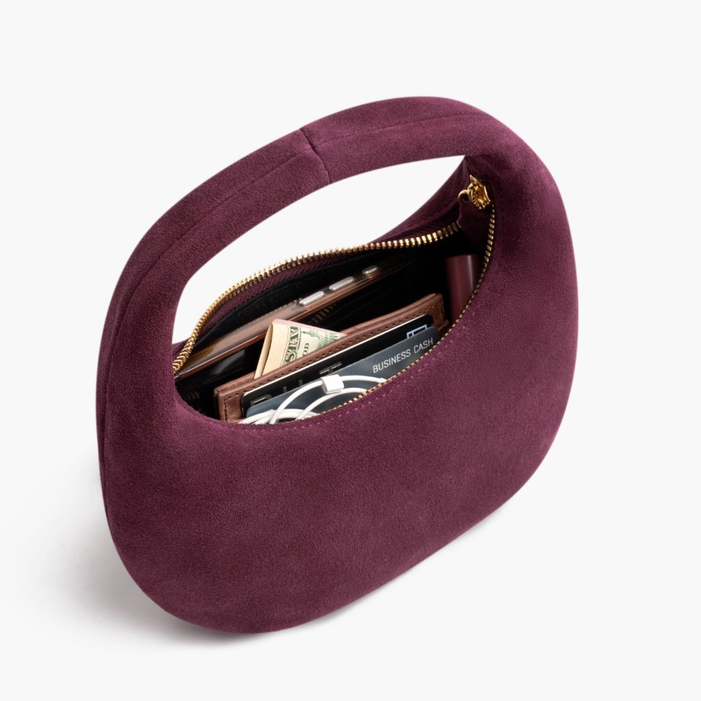 Mini Crescent | Burgundy Suede