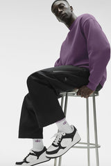 Unisex Half-Crew Throwback Sock - White/Plum Kiss