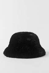 Faux Fur Starstruck Bucket Hat - Black