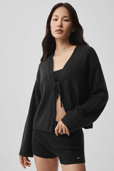 Wool Cashmere New Class Tie Cardigan - Black