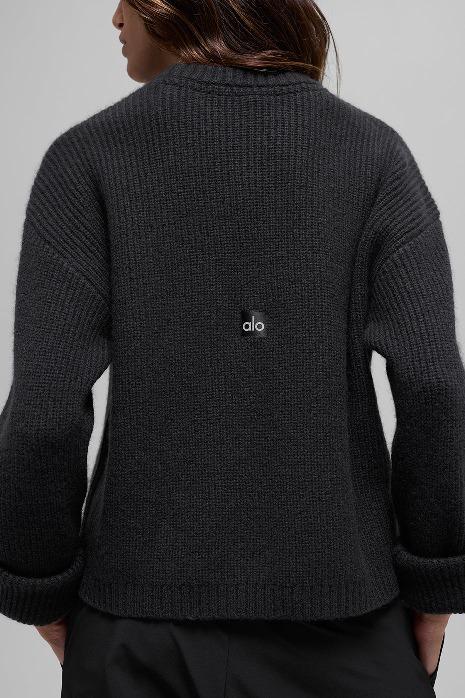 Wool Cashmere Ribbed Noble Crewneck Sweater - Black