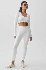 Seamless Ribbed Cropped Serene Long Sleeve - White