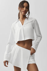 Cropped Unmatched Long Sleeve - White