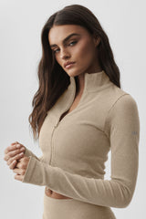 Seamless Two Tone Rib Jacket - Gravel Heather