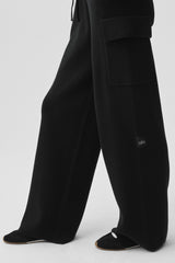 Scholar Knit High-Waist Cargo Pant - Black