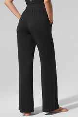 Semi-Sheer Delicate Lounge Flare Pant (Regular) - Black
