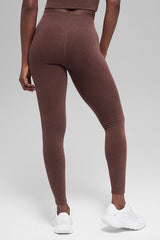 Seamless High-Waist Two Tone Rib Legging - Brownstone Heather