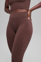 Seamless High-Waist Two Tone Rib Legging - Brownstone Heather