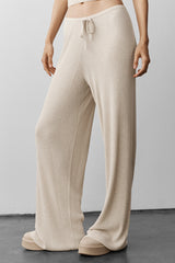 Sweater Knit Mid-Rise Unwind Wide Leg Pant - Oatmeal Heather