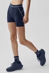 4" Airbrush High-Waist Heart Throb Short - Navy/White