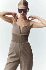 Wool Blend Bunny Slope Bib - Alpine Cocoa Heather