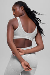 Alosoft Heart Throb Bra - Athletic Heather Grey/White